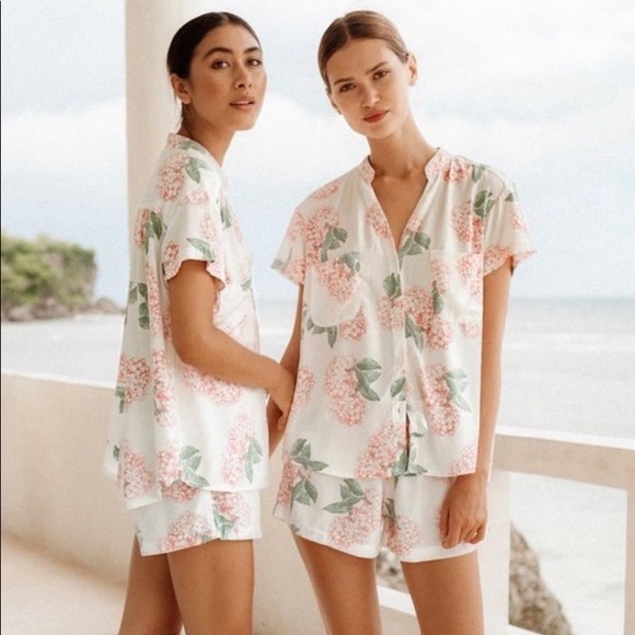 Piyama Other - Piyama Maggie Pink Hydrangea Matching Pajama Set